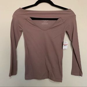 NWT Free People Off Shoulder Cutout Ribbed Basic top